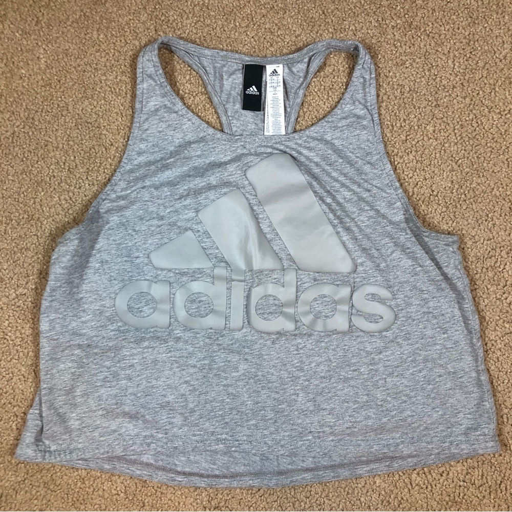 Adidas Crop Racerback Top Large Grey
